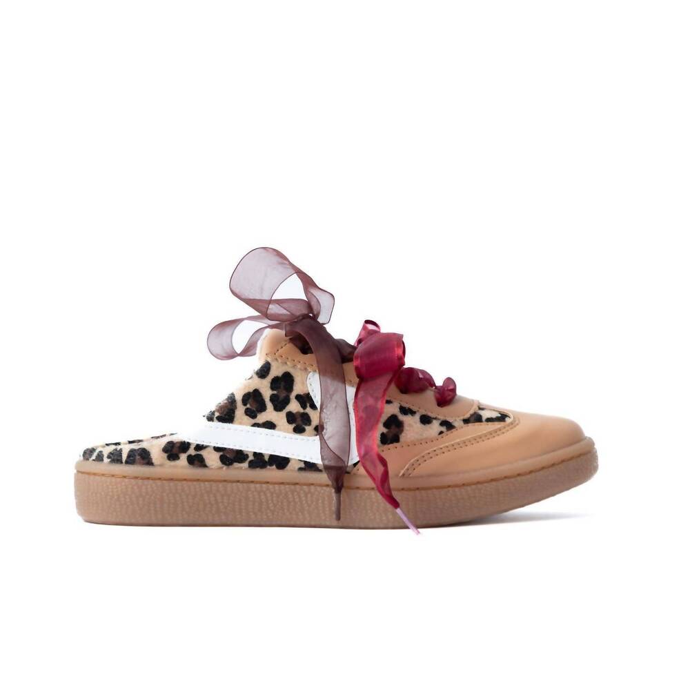 NEW AZALEA women's slip on double laces open back sneakers in leopard